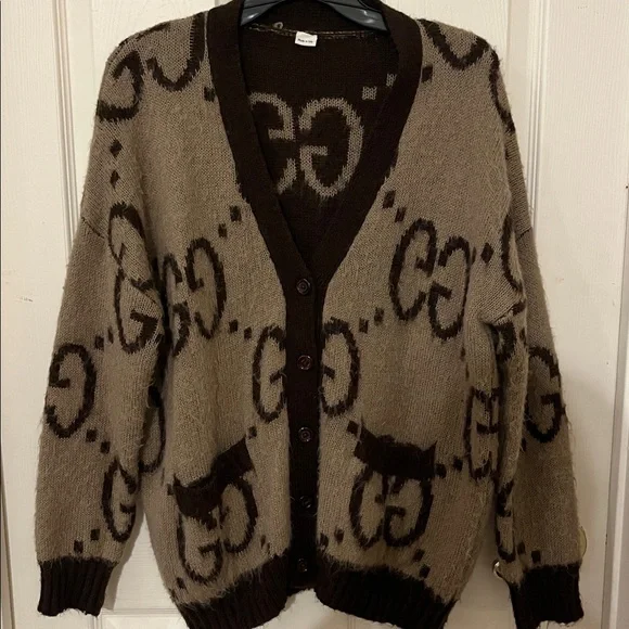 GUCCI Luxury REVERSIBLE GG MOHAIR WOOL CARDIGAN Made in Italy - Picture 1 of 7